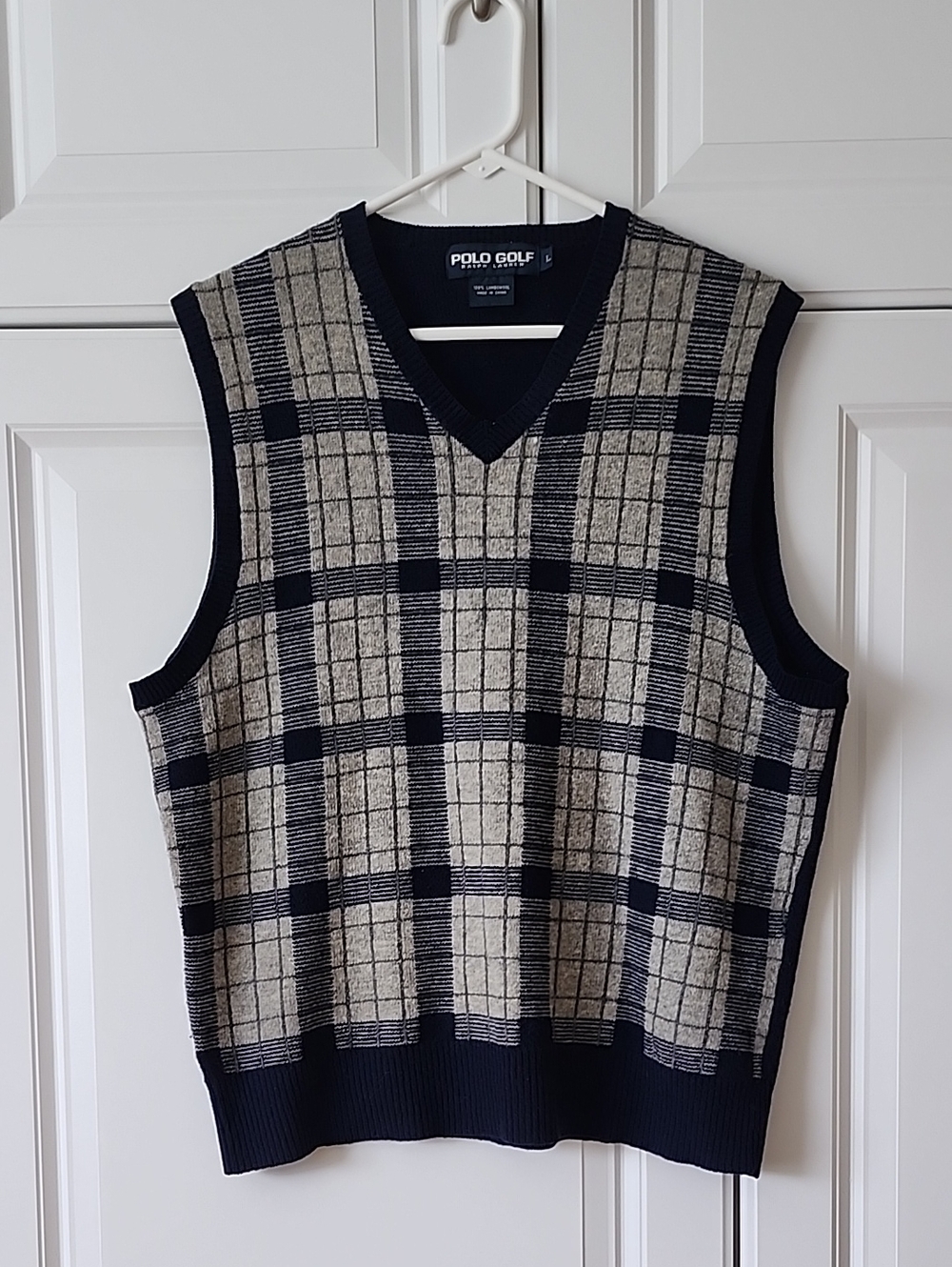 Polo Golf Men's Navy and Gray V-Neck Sweater Vest